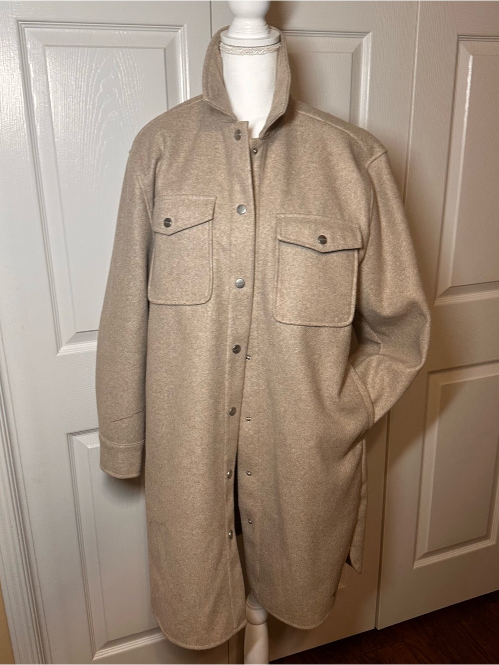 dylan Tan Overshirt Trench Coat